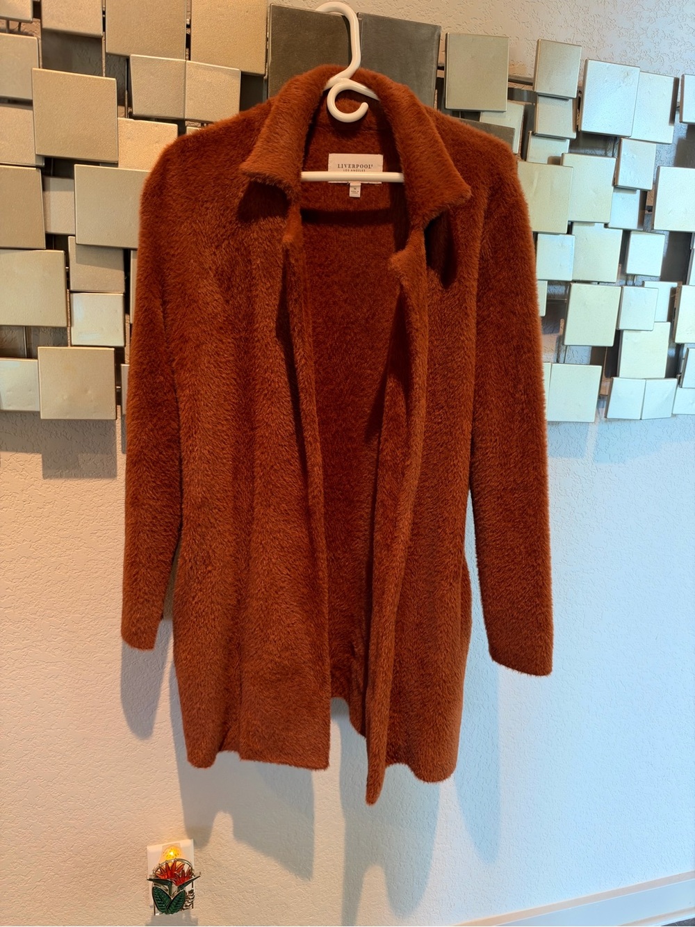Liverpool Teddy Open-Front Jacket in Rust Brown